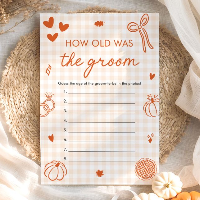 Fall Orange Gingham How Old Was The Groom Game Invitation (Fall Orange Gingham How Old Was The Groom Game)