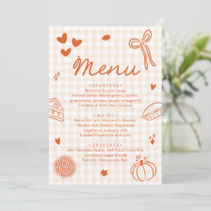 Fall Orange Hand Drawn A Little Cutie Pie Menu Invitation