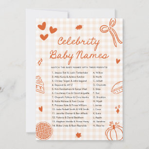 Fall Orange Hand Drawn Celebrity Baby Name Game Invitation