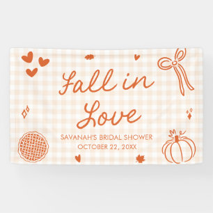 Fall Orange Hand Drawn Fall in Love Bridal Shower Banner