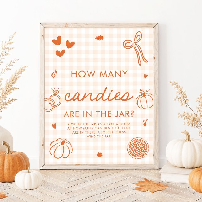 Fall Orange Hand Drawn Guess How Many Candies Game Poster (Fall Orange Hand Drawn Guess How Many Candies Game Sign)