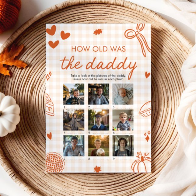 Fall Orange Hand Drawn How Old Was The Daddy Game Invitation (Fall Orange Hand Drawn How Old Was The Daddy Game)