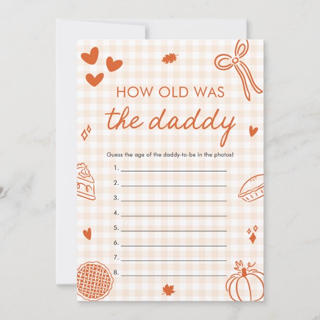 Fall Orange Hand Drawn How Old Was The Daddy Game  Invitation (Front)