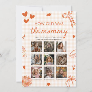 Fall Orange Hand Drawn How Old Was The Mommy Game Invitation