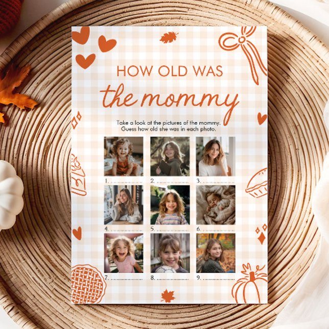 Fall Orange Hand Drawn How Old Was The Mummy Game Invitation (Fall Orange Hand Drawn How Old Was The Mommy Game)