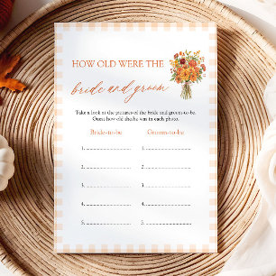 Fall Orange How Old Were The Bride & Groom Game Invitation