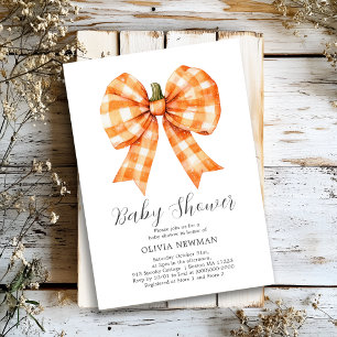 Fall Orange Pumpkin Coquette Bow Baby Shower Invitation