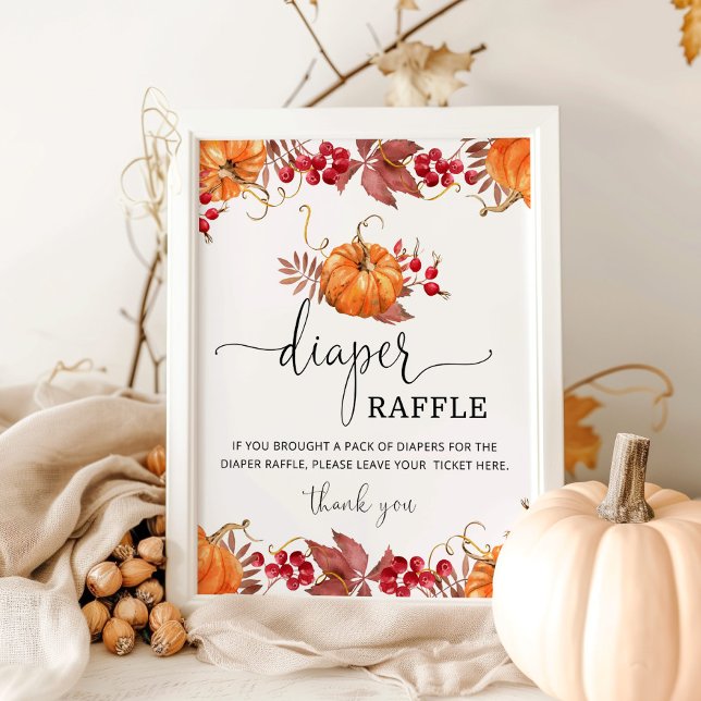Fall orange pumpkin diaper raffle sign (Creator Uploaded)