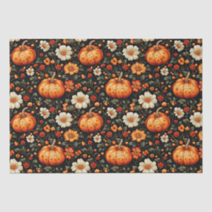 Fall Orange Pumpkins And Florals  Tissue Paper