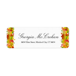 Fall Orange Red Leaves Return Address Label