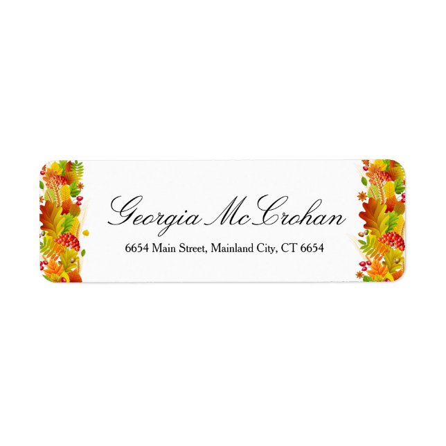 Fall Orange Red Leaves Return Address Label (Front)