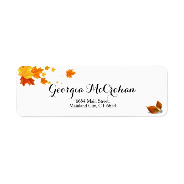 Fall Orange Red Leaves Return Address Label (Front)