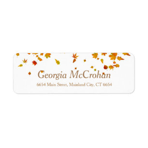 Fall Orange Red Leaves Return Address Label