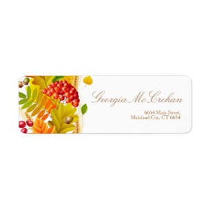 Fall Orange Red Leaves Return Address Label