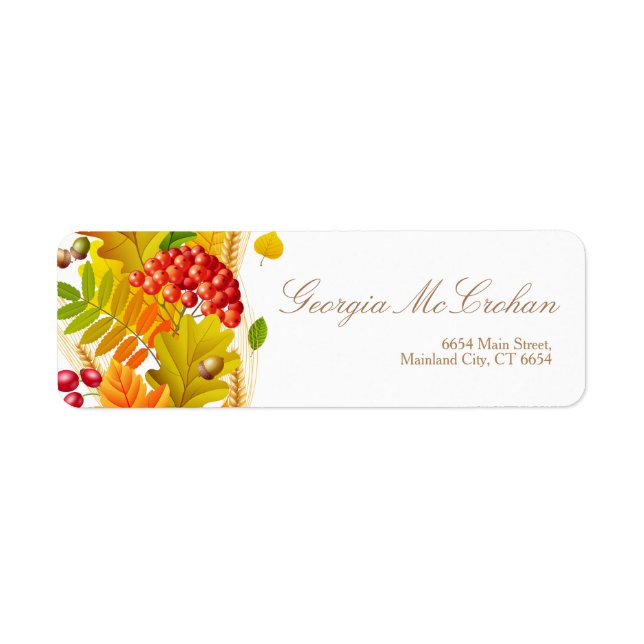 Fall Orange Red Leaves Return Address Label (Front)