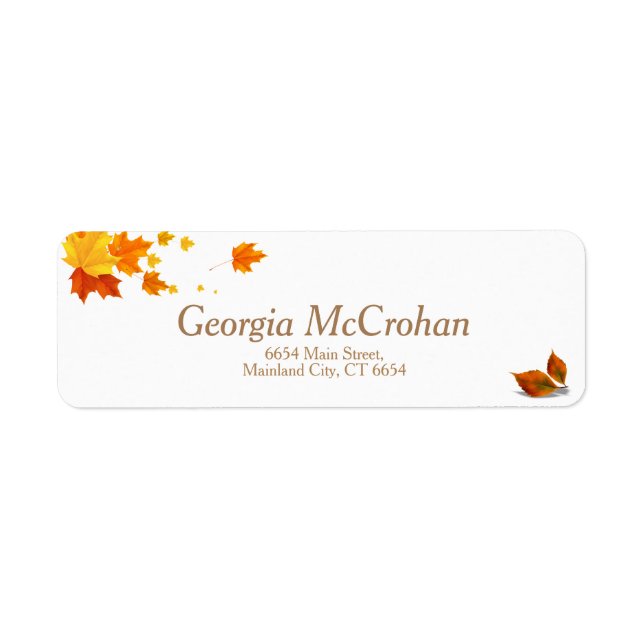 Fall Orange Red Leaves Return Address Label (Front)