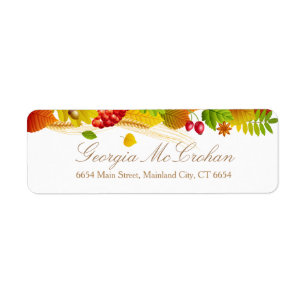 Fall Orange Red Leaves Return Address Label