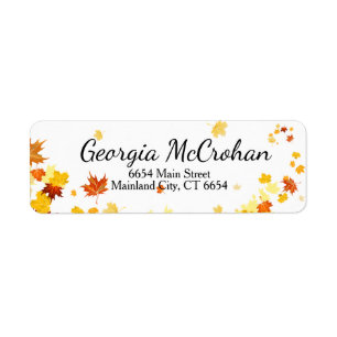 Fall Orange Red Leaves Return Address Label
