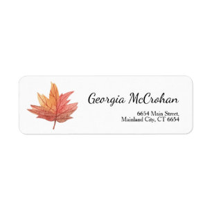 Fall Orange Red Leaves Return Address Label