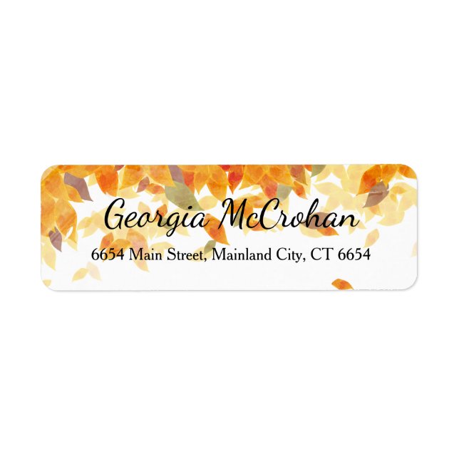 Fall Orange Red Leaves Return Address Label (Front)