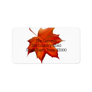 Fall Orange Thanksgiving Leaf Personalised Address Label
