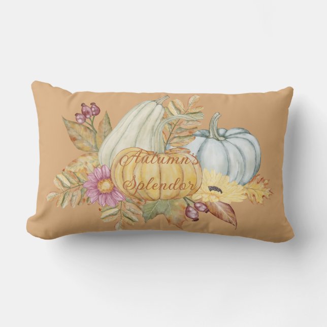 Fall Orange Thanksgiving Pumpkin  Lumbar Pillow (Front)