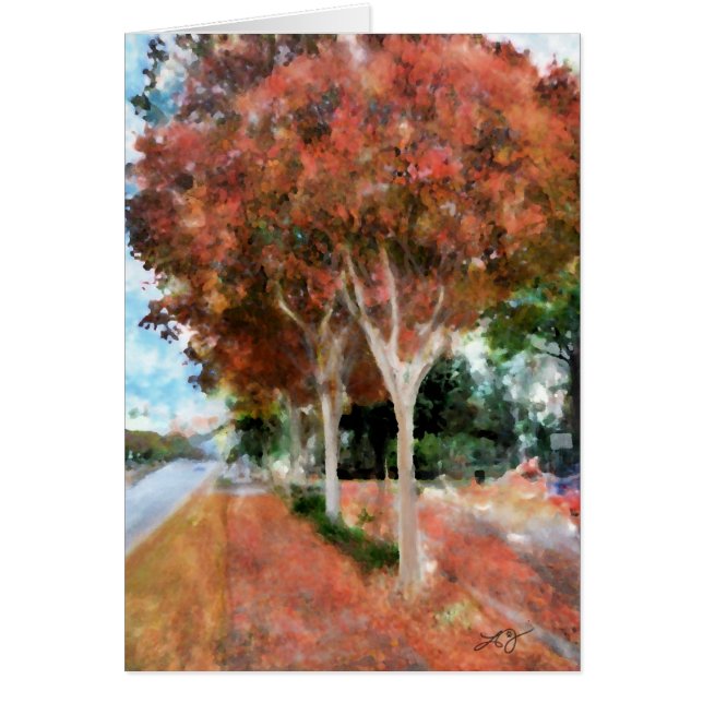 Fall Orange Trees Digital Art Watercolor by Laurel (Front)