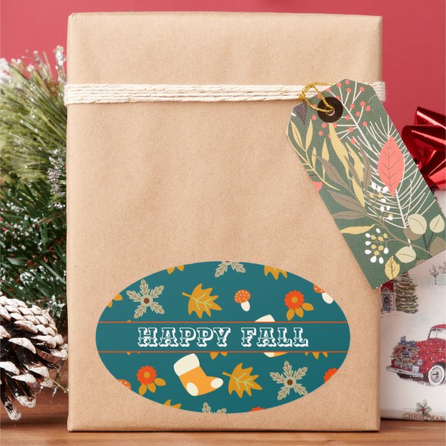Fall Oval Sticker (Holiday)