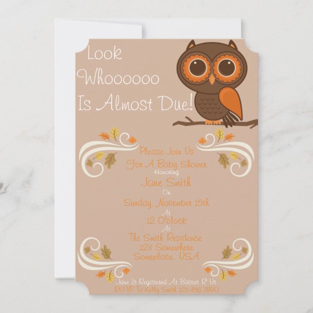 Fall Owl Baby Shower Invitation (Front)