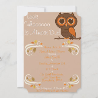 Fall Owl Baby Shower Invitation