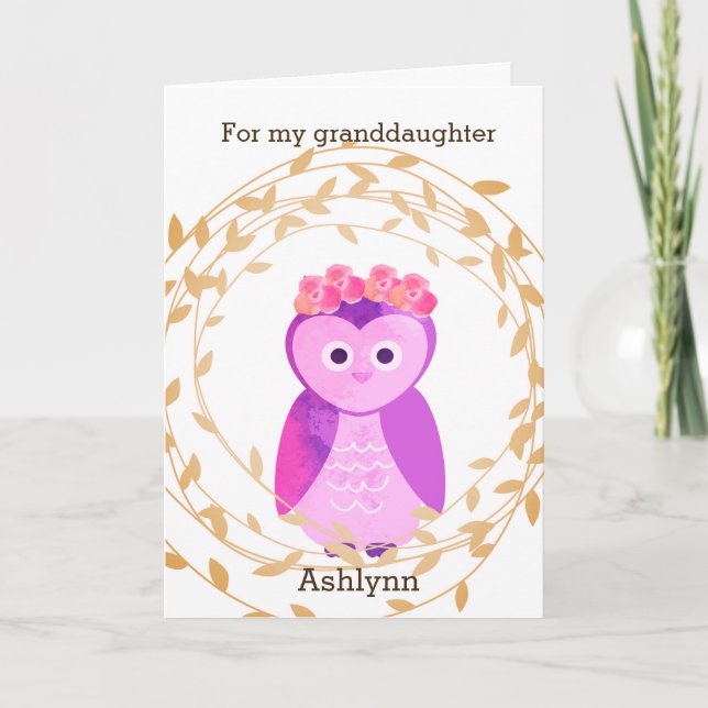 Fall Owl Birthday Granddaughter Card (Front)