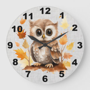 Fall Owl Wall Clock