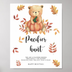 Fall - pacifier hunt baby shower game poster