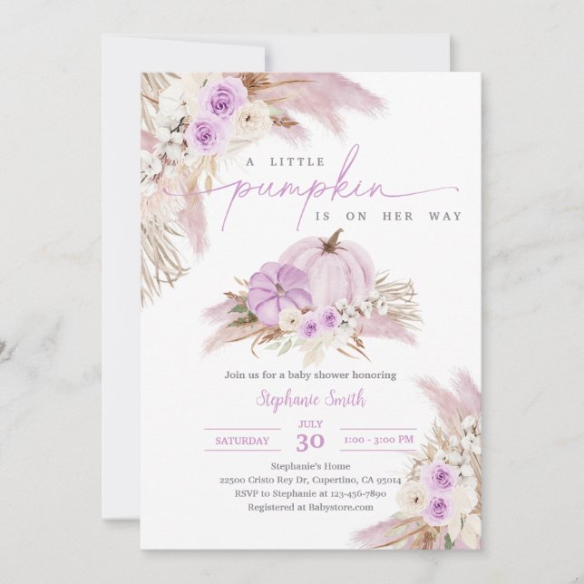 Fall Pampas Grass Baby Shower Invitation (Front)