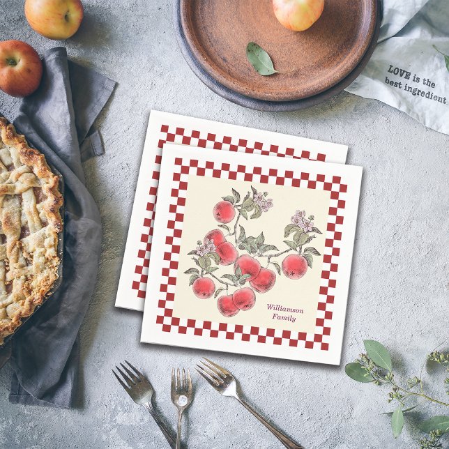 Fall Party Apple Harvest Thanksgiving Personalise Napkin (Creator Uploaded)