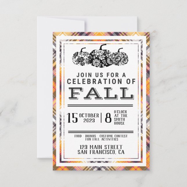 Fall Party, Autum Party, Halloween Party, Pumpkins Invitation (Front)