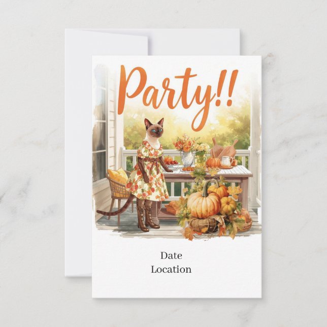 Fall Party Invitation Card – Cozy Autumn Gathering (Front)