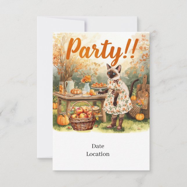 Fall Party Invitation Card – Cozy Autumn Gathering (Front)
