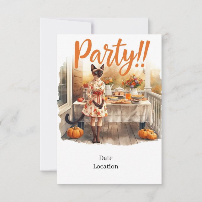 Fall Party Invitation Card – Cozy Autumn Gathering (Front)