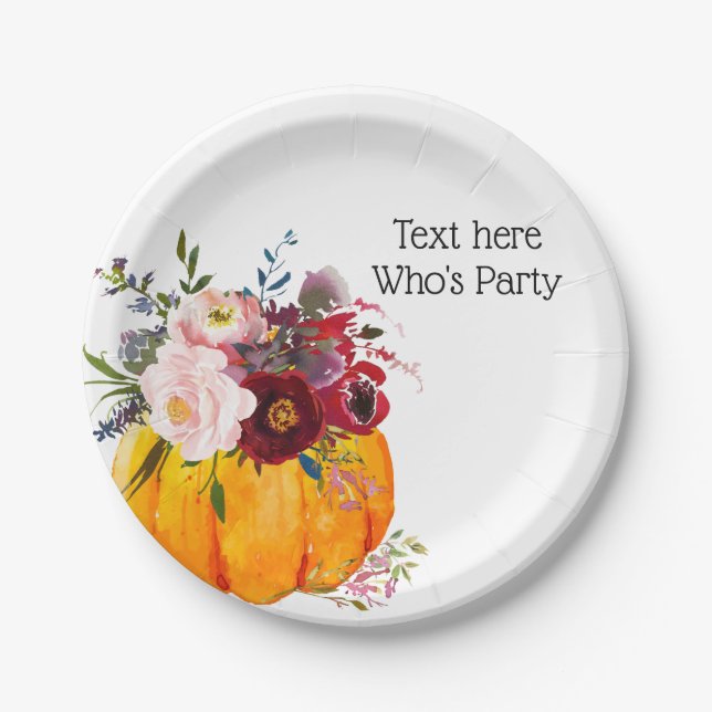 fall party, pumpkin, autumn,  fall Paper Plate (Front)