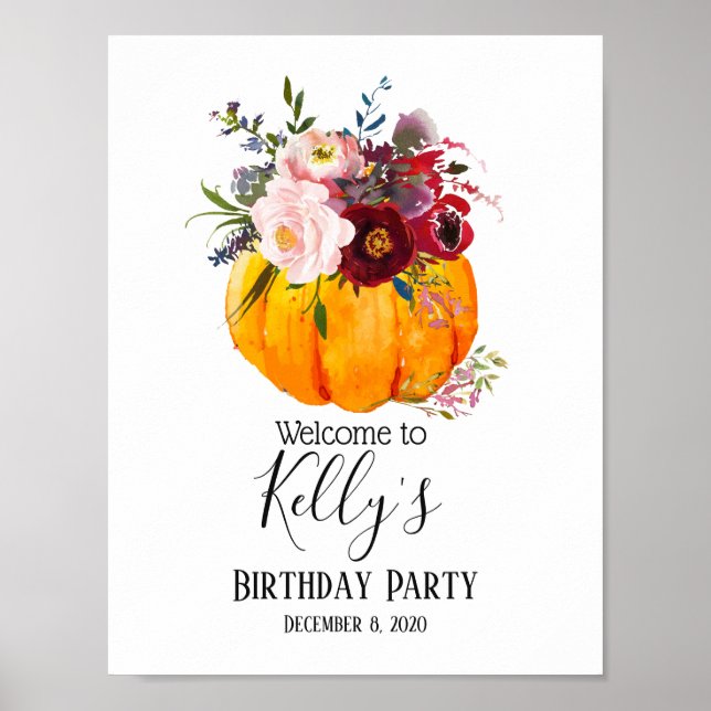 fall party, pumpkin, autumn,  welcome sign (Front)