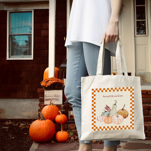 Fall Party Pumpkin Harvest Personalise Customise Tote Bag