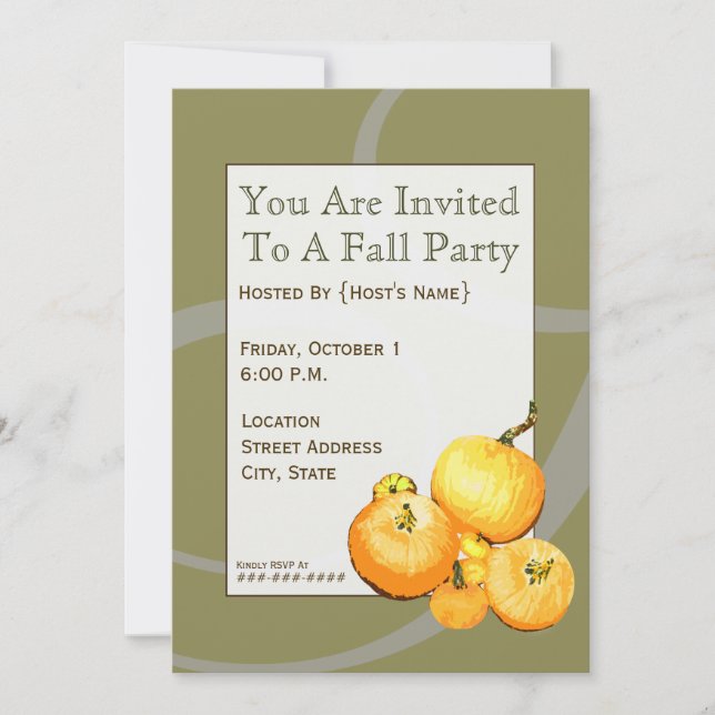 Fall Party Pumpkin Invitation (Front)