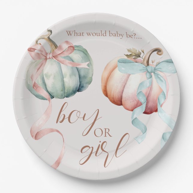 Fall Pastel Pumpkin Paper Plate or Charger Plate (Front)