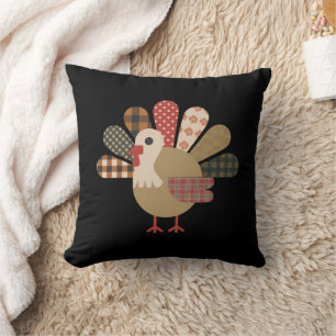 Fall Patchwork QuiltedTurkey Thanksgiving Cushion