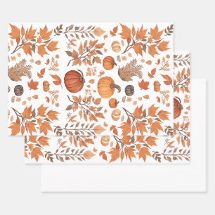 Fall pattern design wrapping paper sheet