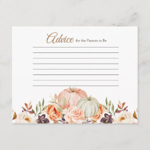 Fall Peach Green Pumpkin Rustic Floral Advice Enclosure Card