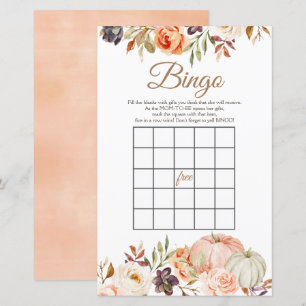 Fall Peach Pumpkin Rustic Floral Bingo Games