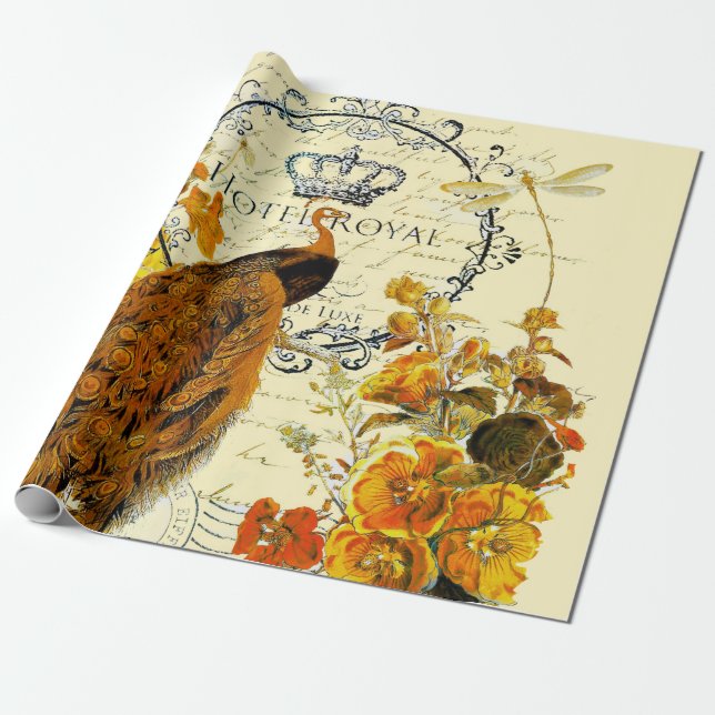 Fall peacock wrapping paper (Unrolled)