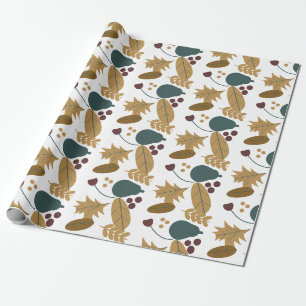 Fall Pear Floral Greenery Wrapping Paper